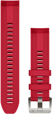Remienok Garmin Quickfit 22mm, silikónový, červený, strieborná spona (Fenix 7/6/5, Epix 2, MARQ 2 aj.)