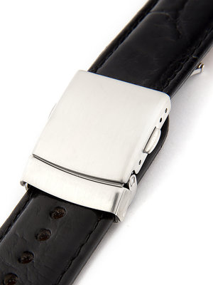 Pánsky kožený čierny remienok k hodinkám W-051-A