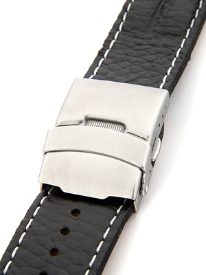 Pánsky kožený čierny remienok k hodinkám W-053-A