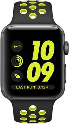 Apple Watch Nike+ - 42 mm pouzdro z vesmírně šedého hliníku s černým/Volt sportovním řemínkem Nike