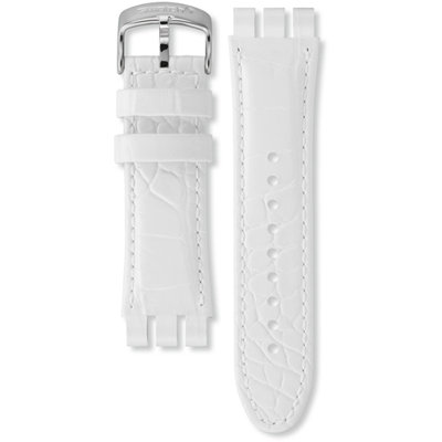 Unisex biely kožený remienok k hodinkám Swatch AYOS439
