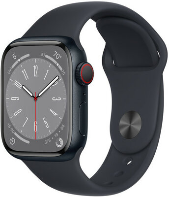 Apple Watch Series 8, GPS + Cellular, 41mm Puzdro z temne atramentového hliníka, športový remienok