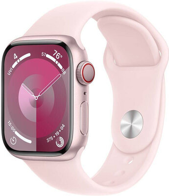 Apple Watch Series 9, GPS + Cellular, 41mm Puzdro z ružového hliníka, športový remienok M/L