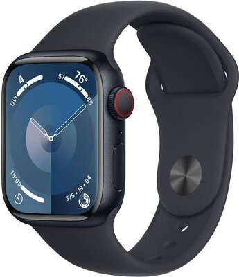 Apple Watch Series 9, GPS + Cellular, 41mm Puzdro z temne atramentového hliníka, športový remienok M/L