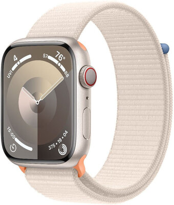 Apple Watch Series 9 GPS + Cellular 41mm hviezdne biele hliníkové puzdro s hviezdne bielym prevliekacím športovým remienkom