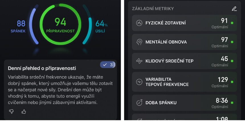 Screenshot z aplikace Zepp