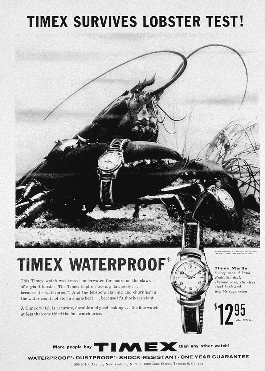 Originálna reklama na Timex Marlin a jeho odolnosť. Foto: Timex