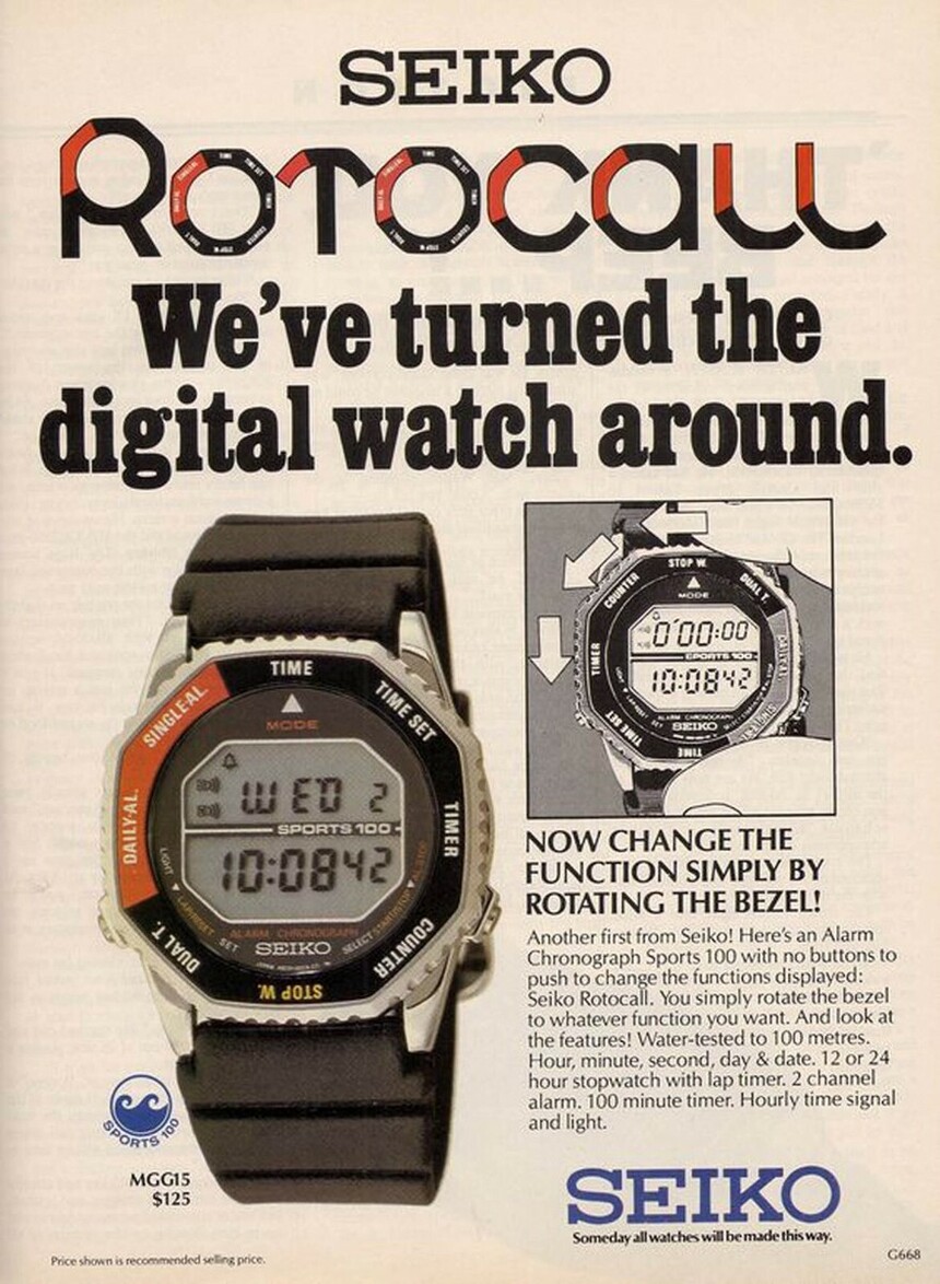Pôvodná reklama Seiko Rotocall z 80. rokov. Zdroj: Seiko