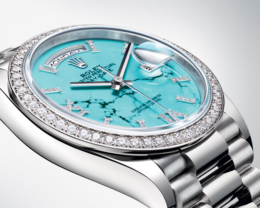 Rolex Day-Date 36 s tyrkysovým číselníkem.