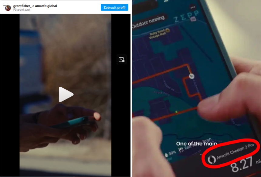 Zdroj: Instagram Amazfit Global a Grant Fisher