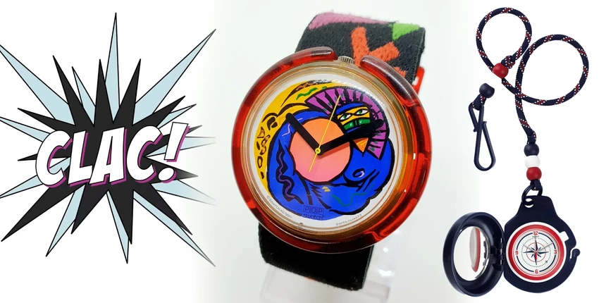 Koláž pôvodného modelu Swatch POP!