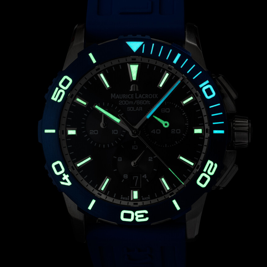 Luminiscencia modelu Pontos S Solar Chronograph je rovnaká ako u trojručkových.