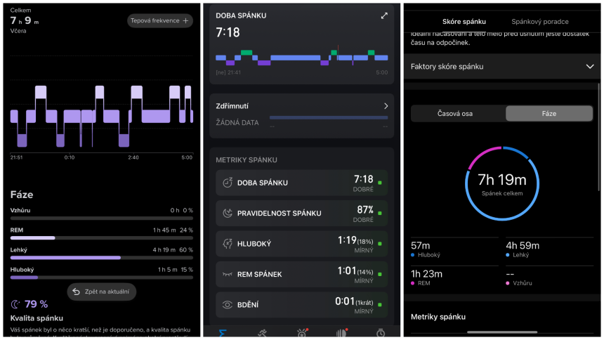 vľavo (Suunto Race 3S), uprostred (Amazfit Helio Ring), vpravo (Garmin CIRQA)