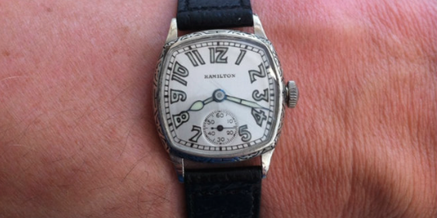 Vintage model Hamilton Cushion z 20. rokov minulého storočia. Zdroj: www.hamiltonchronicles.com