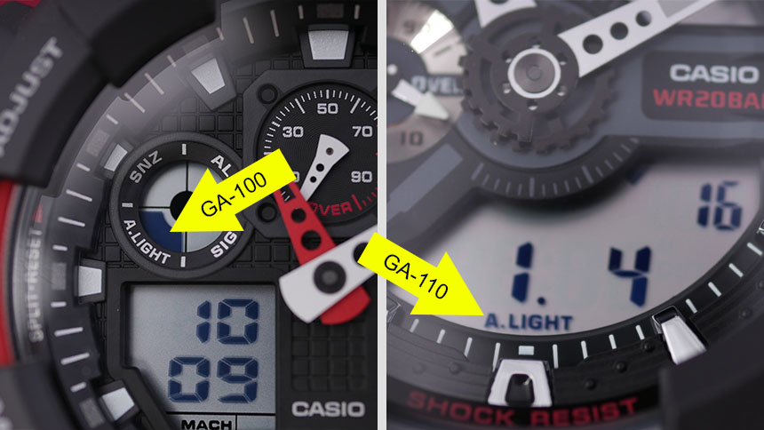 Automatické osvětlení u G-Shock GA-100 a GA-110