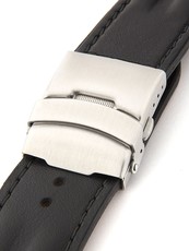 Pánsky kožený čierny remienok s čiernym prešitím k hodinkám W-052-A1