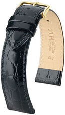 Čierny kožený remienok Hirsch Crocograin M 12302850-1 (Teľacina)