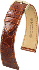 Hnedý kožený remienok Hirsch Genuine Croco M 18900870-1 (Krokodílí koža)