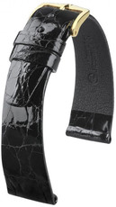 Čierny kožený remienok Hirsch Prestige L 02208050-1 (Krokodílí koža)