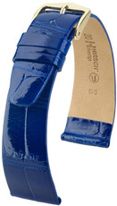 Kožený remienok Hirsch Prestige M 02207182-1, modrý, aligátorová koža, dĺžka M, Quick Release