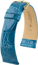 Kožený remienok Hirsch Prestige M 02208183-1, modrý, krokodília koža, dĺžka M, Quick Release