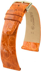 Kožený remienok Hirsch Prestige M 02208176-1, oranžový, krokodília koža, dĺžka M, Quick Release