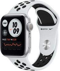 Apple Watch Nike Series 6 GPS, 40mm, puzdro zo strieborného hliníka s platinovým/čiernym športovým remienkom Nike