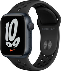Apple Watch Nike Series 7 GPS, 41mm, puzdro z temne atramentového hliníka s čiernym športovým remienkom Nike