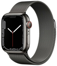 Apple Watch Series 7 GPS + Cellular, 41mm puzdro z grafitovo šedej ocele s grafitovým milánskym ťahom