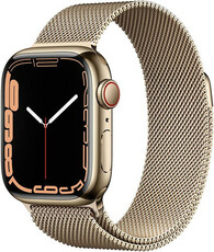 Apple Watch Series 7 GPS + Cellular, 41mm zlaté puzdro z nerezovej ocele so zlatým milánskym ťahom