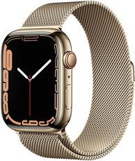 Apple Watch Series 7 GPS + Cellular, 45mm puzdro zo zlatej ocele so zlatým milánskym ťahom