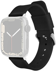 Remienok pro Apple Watch, silikónový, čierny, strieborná spona (pouzdra 38/40/41mm)