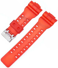 Remienok pro Casio G-Shock, plastový, červený, strieborná spona (pro modely GA-100, GA-110, GD-120, GLS-100)
