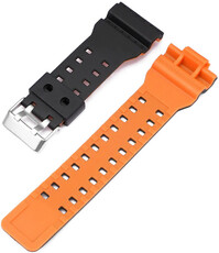 Remienok pro Casio G-Shock, plastový, oranžovo-čierny, strieborná spona (pro modely GA-100, GA-110, GD-120, GLS-100)