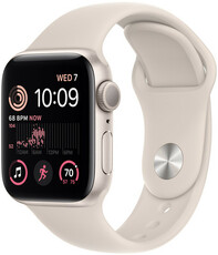 Apple Watch SE (2022) GPS, 40mm Puzdro z hviezdne bieleho hliníka, biely športový remienok