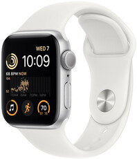 Apple Watch SE (2022) GPS, 40mm Puzdro zo strieborného hliníka, biely športový remienok