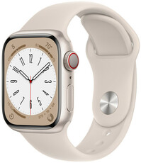 Apple Watch Series 8, GPS + Cellular, 41mm Puzdro z hviezdne bieleho hliníka, športový remienok