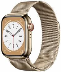 Apple Watch Series 8, GPS + Cellular, 41mm Puzdro zo zlatej nerezovej ocele, prevliekací športový remienok