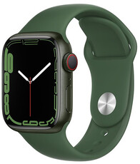 Apple Watch Series 7 GPS + Cellular, 41mm puzdro zo zeleného hliníka s listovo zeleným športovým remienkom (rozbalené)