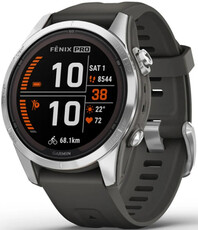 Garmin Fenix 7S Pro Solar, Silver Stainless Steel, Graphite Band