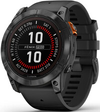 Garmin Fenix 7X Pro Solar, Slate Gray Stainless Steel, Black Band