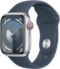 Apple Watch Series 9, GPS + Cellular, 41mm Puzdro zo strieborného hliníka, športový remienok M/L