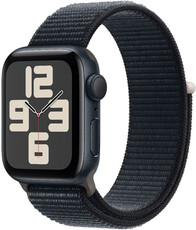 Apple Watch SE (2023) GPS 40mm temne atramentové hliníkové puzdro s temne atramentovým prevliekacím športovým remienkom