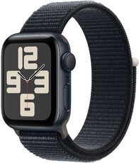 Apple Watch SE (2023) GPS 44mm temne atramentové hliníkové puzdro s temne atramentovým prevliekacím športovým remienkom