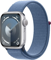 Apple Watch Series 9 GPS 41mm strieborné hliníkové puzdro s ľadovo modrým prevliekacím športovým remienkom