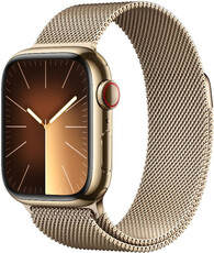 Apple Watch Series 9 GPS + Cellular 41mm zlaté puzdro z nehrdzavejúcej ocele so zlatým milánskym napínaním