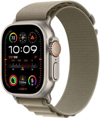 Apple Watch Ultra 2 GPS + Cellular, 49mm titánové puzdro s olivovým alpským ťahom - L