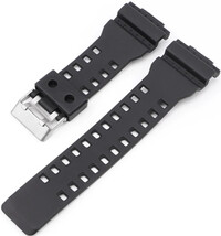 Remienok pre hodinky Casio G-Shock, plastový, matný čierny, strieborná pracka (pre modely GA-100, GA-110, GD-120, GLS-100)