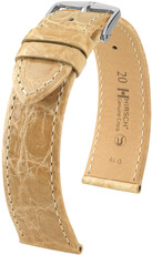 Kožený remienok Hirsch Genuine Croco 18900890-2, béžový, krokodília koža, Quick Release