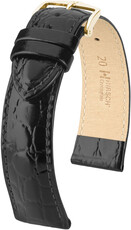 Kožený remienok Hirsch Crocograin 12302850NQ-1, čierny, teľacina